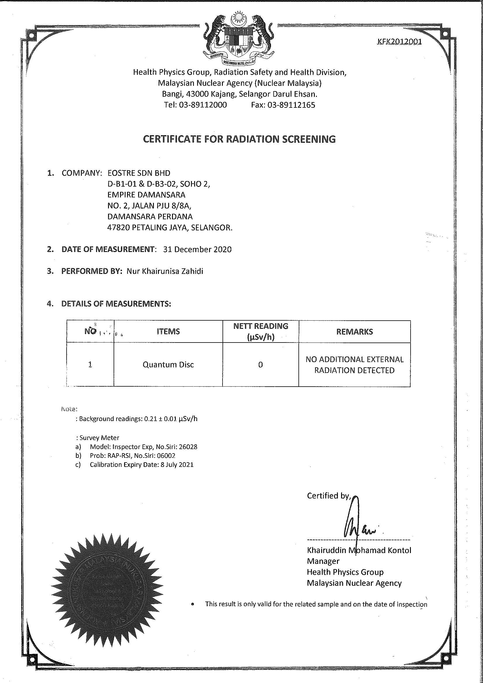 Agensi-Nuklear-Malaysia-QD-radioation-test